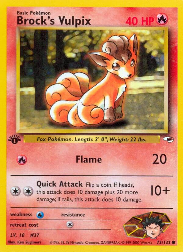 Brock's Vulpix Pokémon card from Gym Heroes, card number 073/132