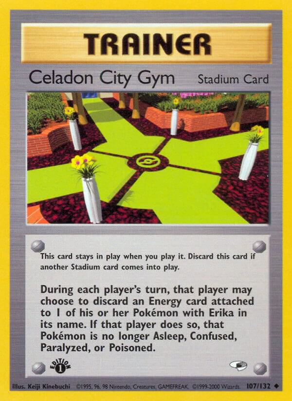Celadon City Gym Pokémon card from Gym Heroes, card number 107/132