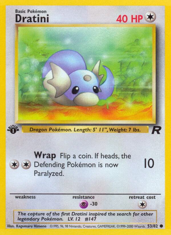Dratini Pokémon card from Team Rocket, card number 53/82