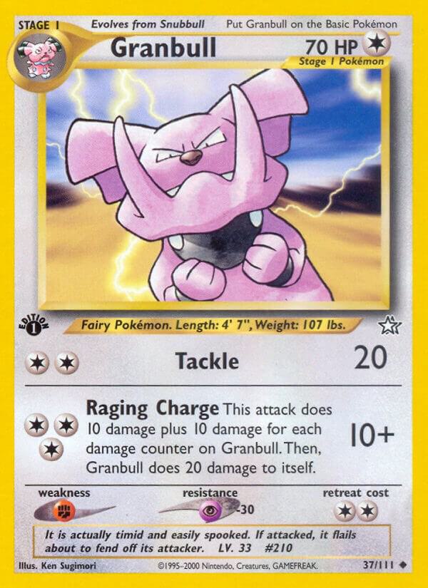 Granbull Pokémon card from Neo Genesis, card number 037/111