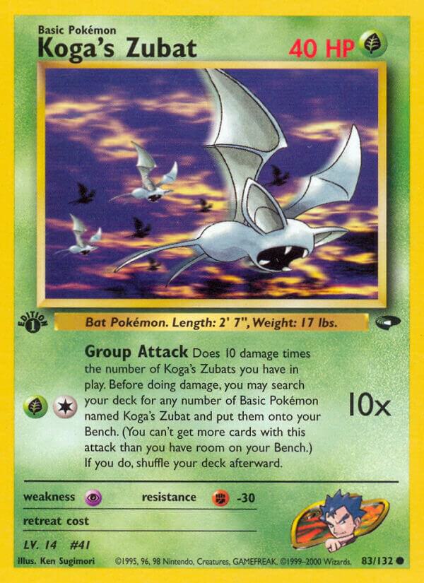 Koga's Zubat Pokémon card from Gym Challenge, card number 083/132