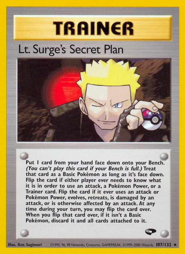 Lt. Surge's Secret Plan Pokémon card from Gym Challenge, card number 107/132
