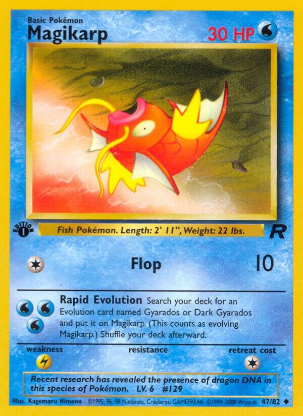 Magikarp Pokémon card from Team Rocket, card number 47/82