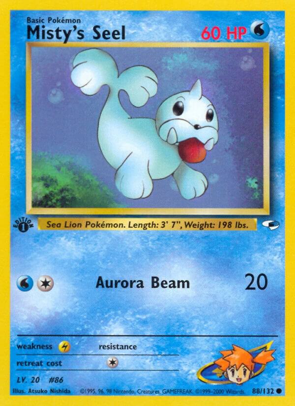 Misty's Seel Pokémon card from Gym Heroes, card number 088/132