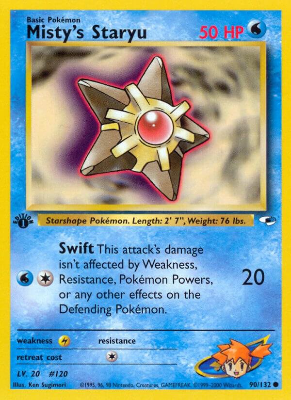 Misty's Staryu Pokémon card from Gym Heroes, card number 090/132