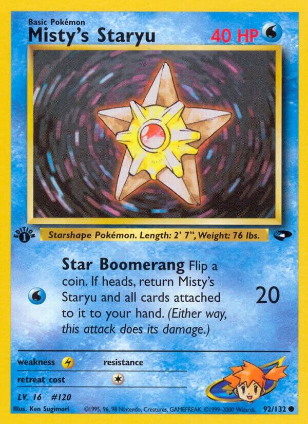 Misty's Staryu Pokémon card from Gym Challenge, card number 092/132