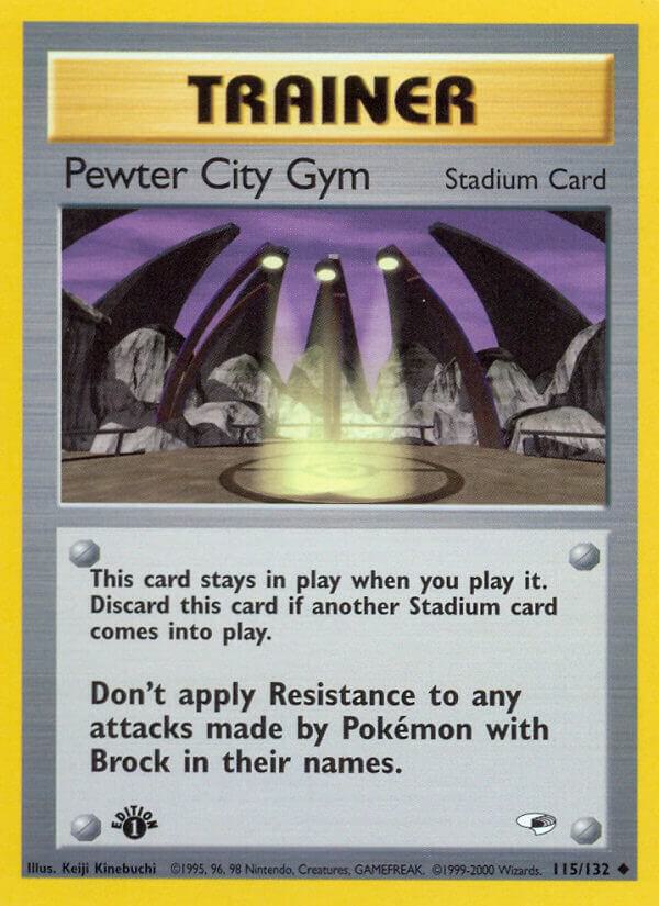Pewter City Gym Pokémon card from Gym Heroes, card number 115/132