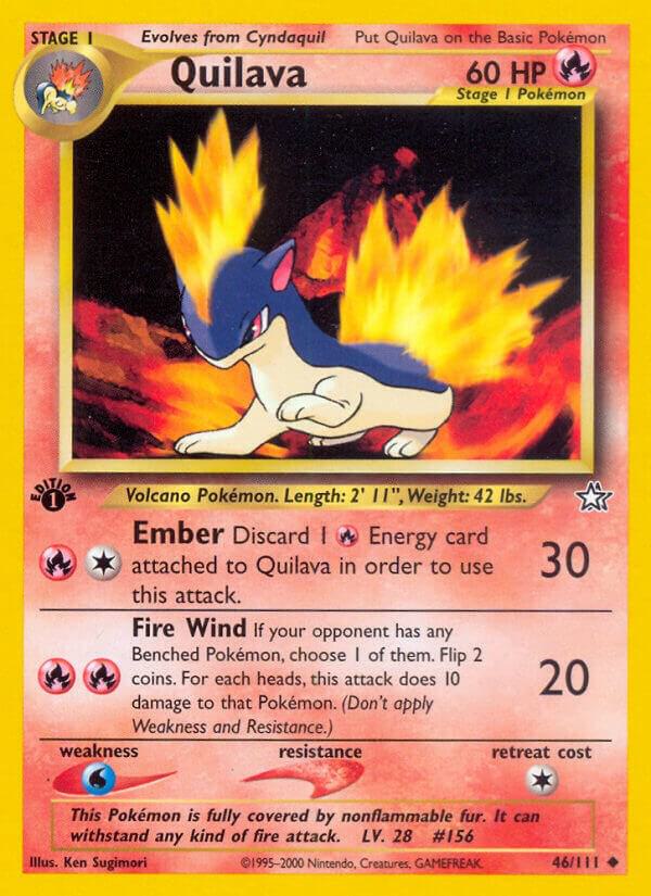 Quilava (46) Pokémon card from Neo Genesis, card number 046/111