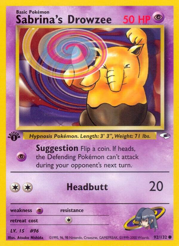 Sabrina's Drowzee Pokémon card from Gym Heroes, card number 092/132