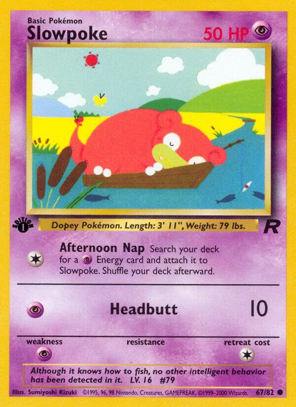 Slowpoke Pokémon card from Team Rocket, card number 67/82
