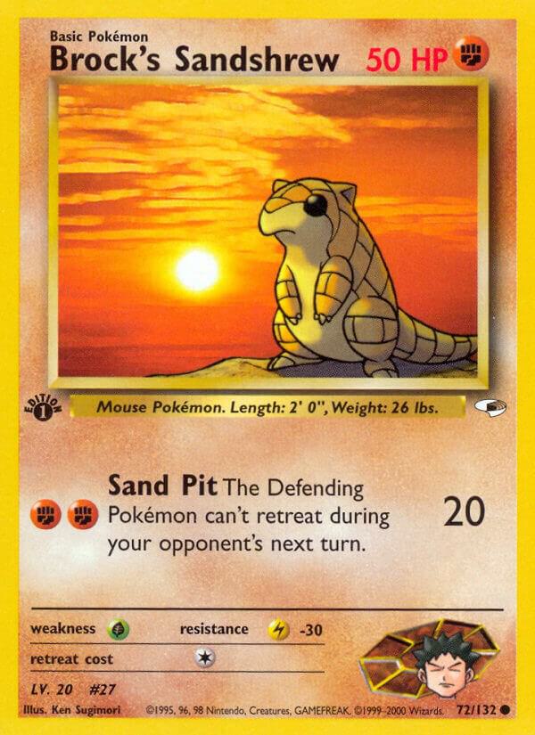 Brock's Sandshrew (72) Pokémon card from Gym Heroes, card number 072/132