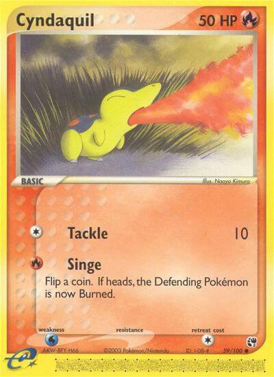 Cyndaquil Pokémon card from EX Sandstorm, card number 59/100