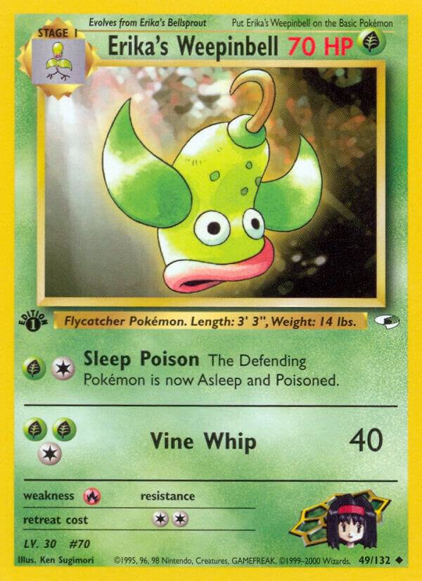 Erika's Weepinbell (49) Pokémon card from Gym Heroes, card number 049/132