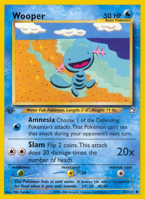 Wooper Pokémon card from Neo Genesis, card number 082/111