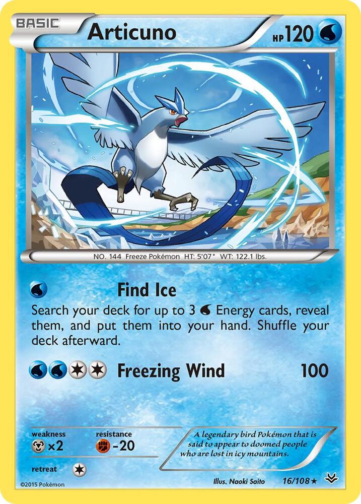 Articuno (16) Pokémon card from XY - Roaring Skies, card number 16/108
