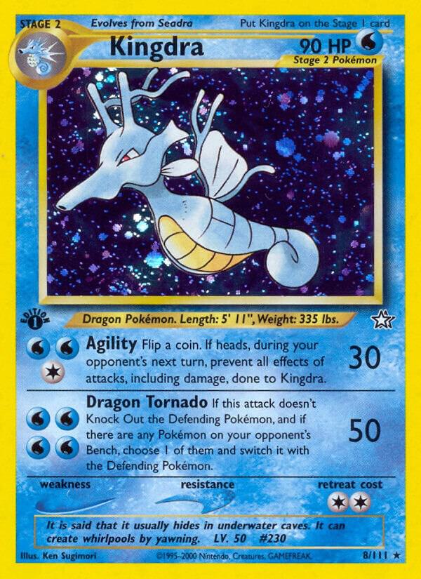 Kingdra Pokémon card from Neo Genesis, card number 008/111