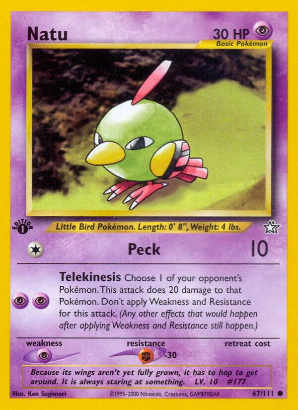 Natu Pokémon card from Neo Genesis, card number 067/111