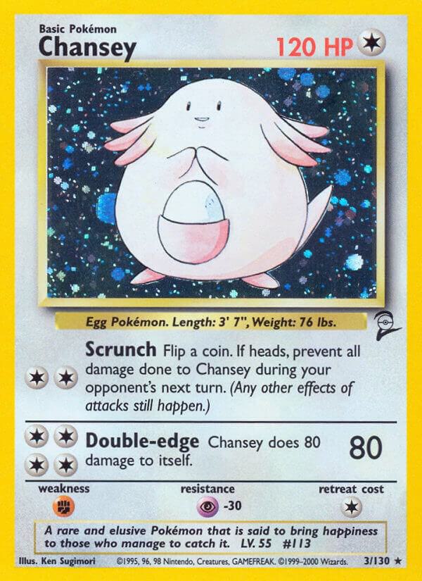 Chansey Pokémon card from Base Set 2, card number 003/130