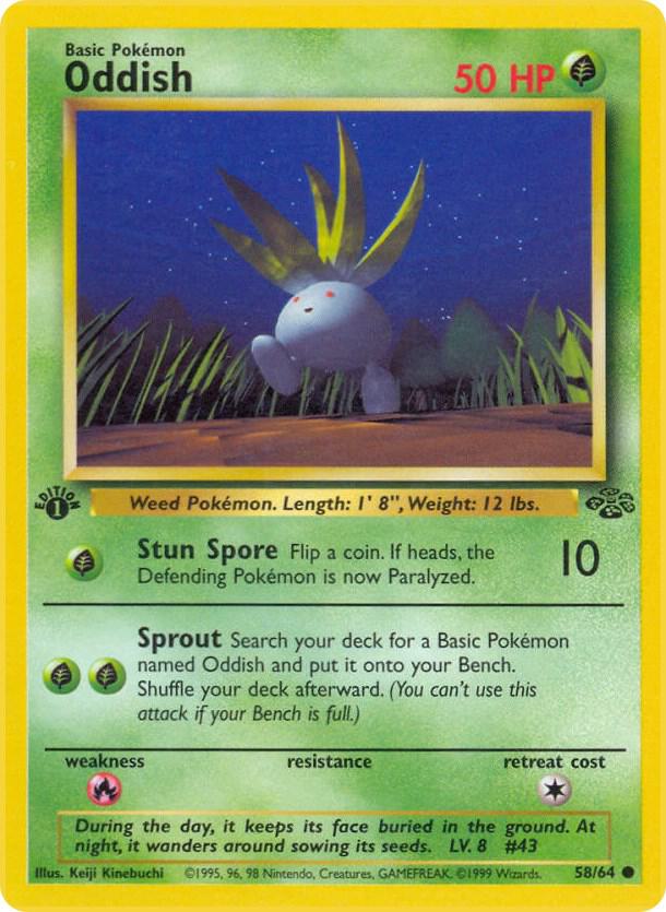 Oddish Pokémon card from Jungle, card number 58/64
