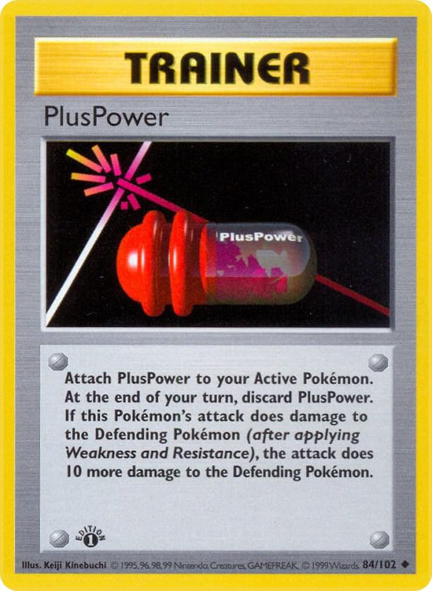 PlusPower Pokémon card from Base Set (Shadowless), card number 084/102