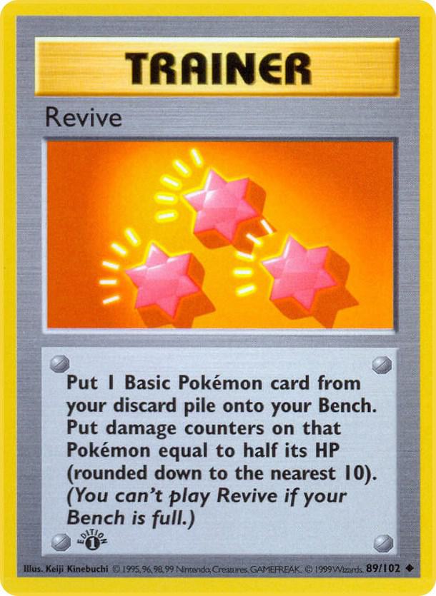 Revive Pokémon card from Base Set (Shadowless), card number 089/102