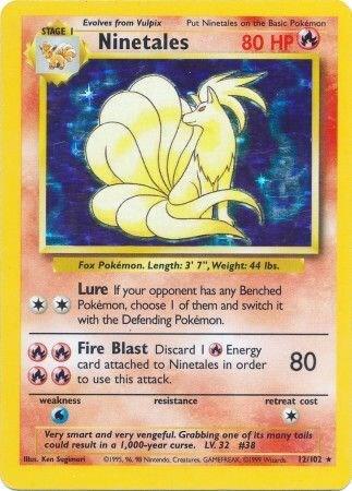 Ninetales Pokémon card from Base Set, card number 012/102