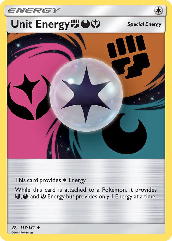 Unit Energy FDY Pokémon card from SM - Forbidden Light, card number 118/131