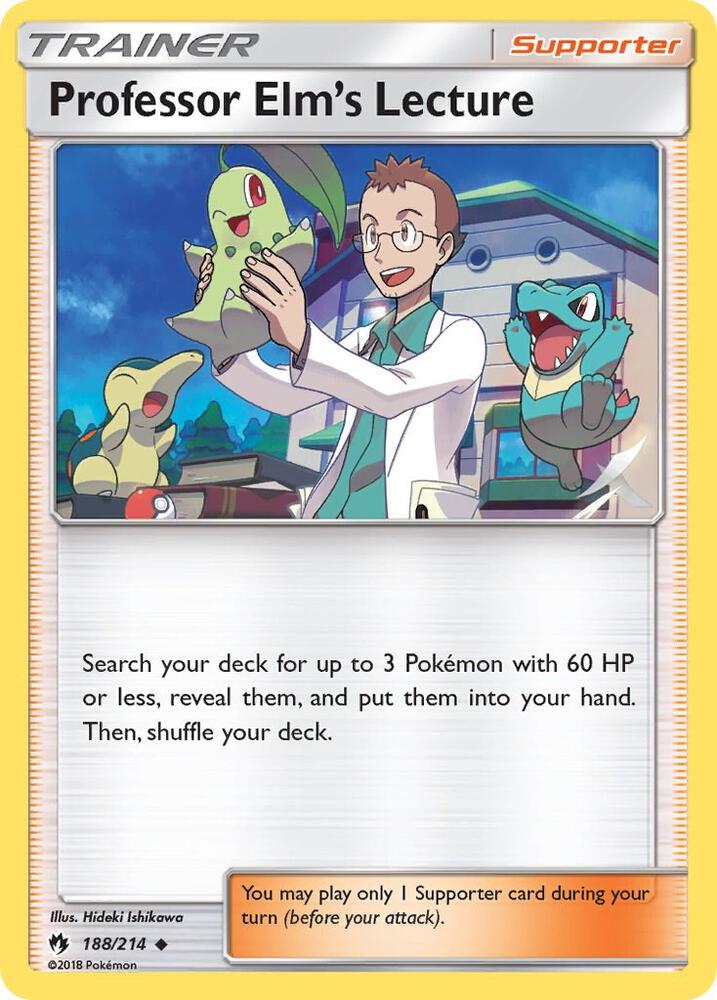 Professor Elm's Lecture Pokémon card from SM - Lost Thunder, card number 188/214