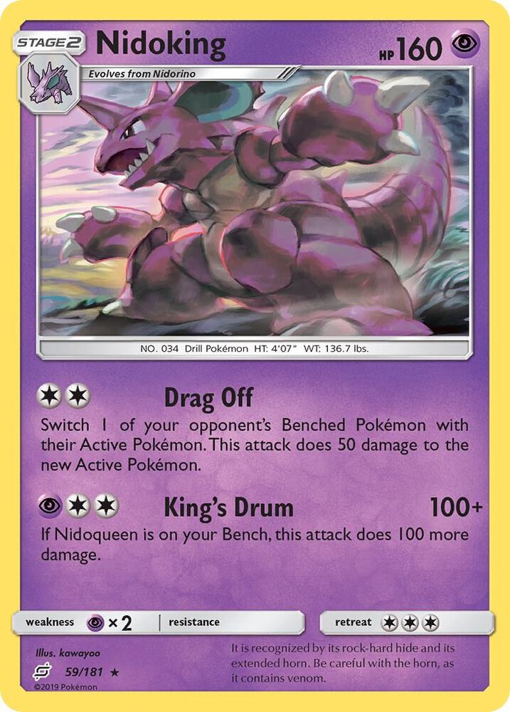 Nidoking Pokémon card from SM - Team Up, card number 59/181