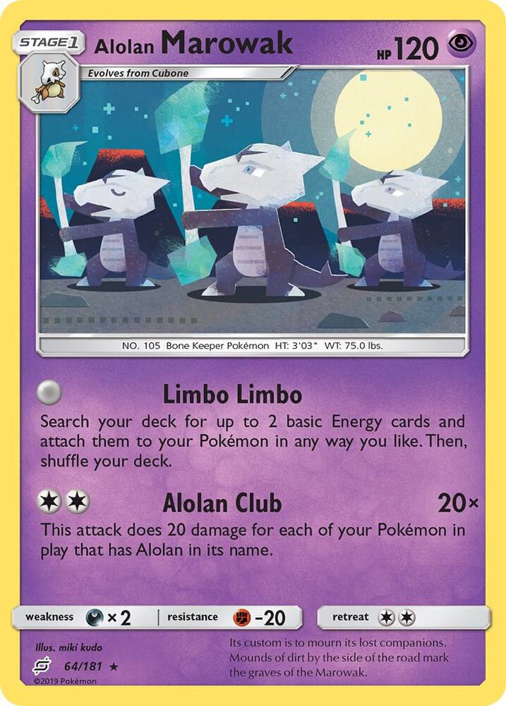 Alolan Marowak Pokémon card from SM - Team Up, card number 64/181