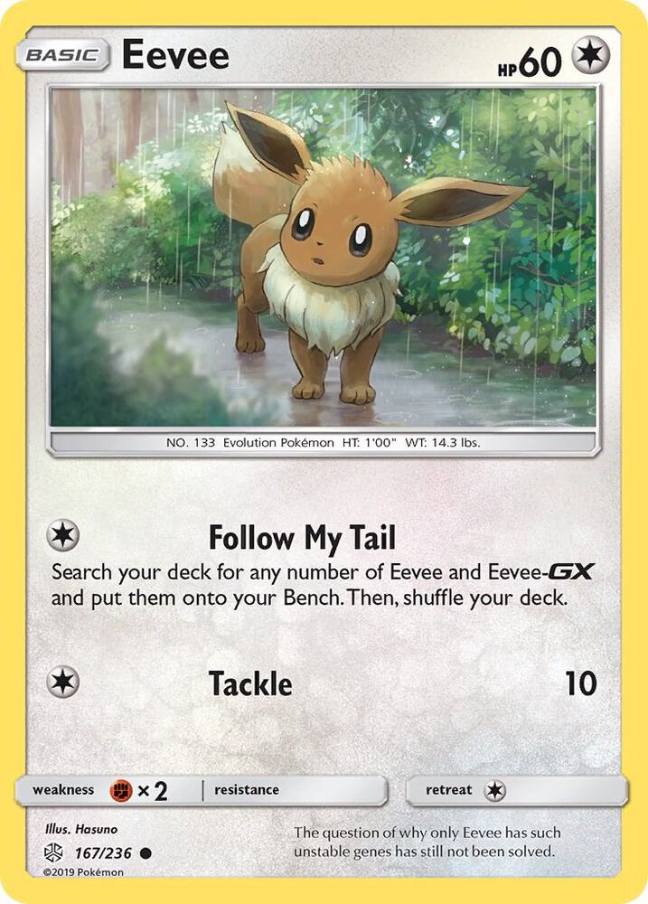 Eevee - 167/236 Pokémon card from SM - Cosmic Eclipse, card number 167/236