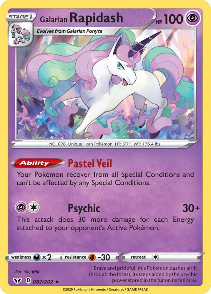 Galarian Rapidash Pokémon card from SWSH01: Sword & Shield Base Set, card number 082/202