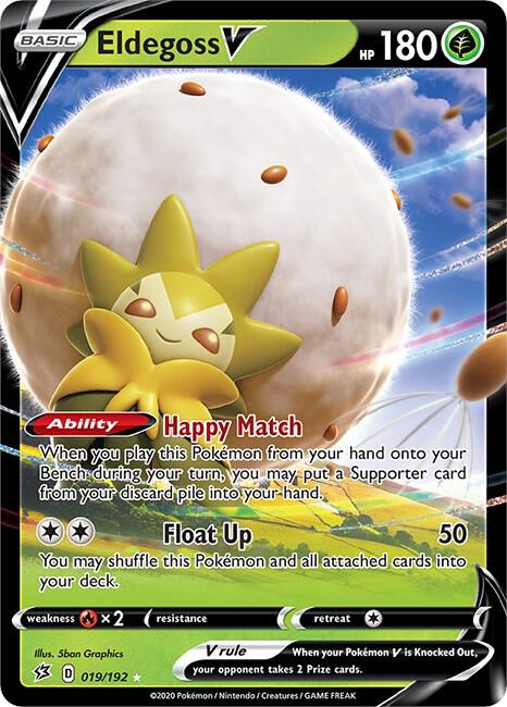 Eldegoss V Pokémon card from SWSH02: Rebel Clash, card number 019/192
