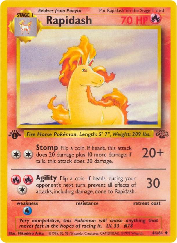 Rapidash Pokémon card from Jungle, card number 44/64