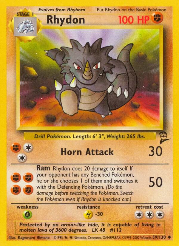 Rhydon Pokémon card from Base Set 2, card number 059/130
