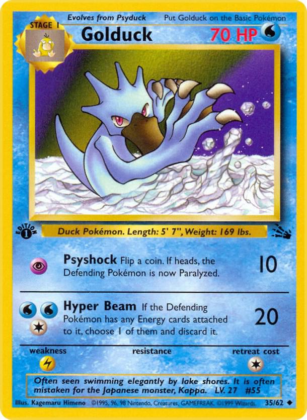 Golduck Pokémon card from Fossil, card number 35/62