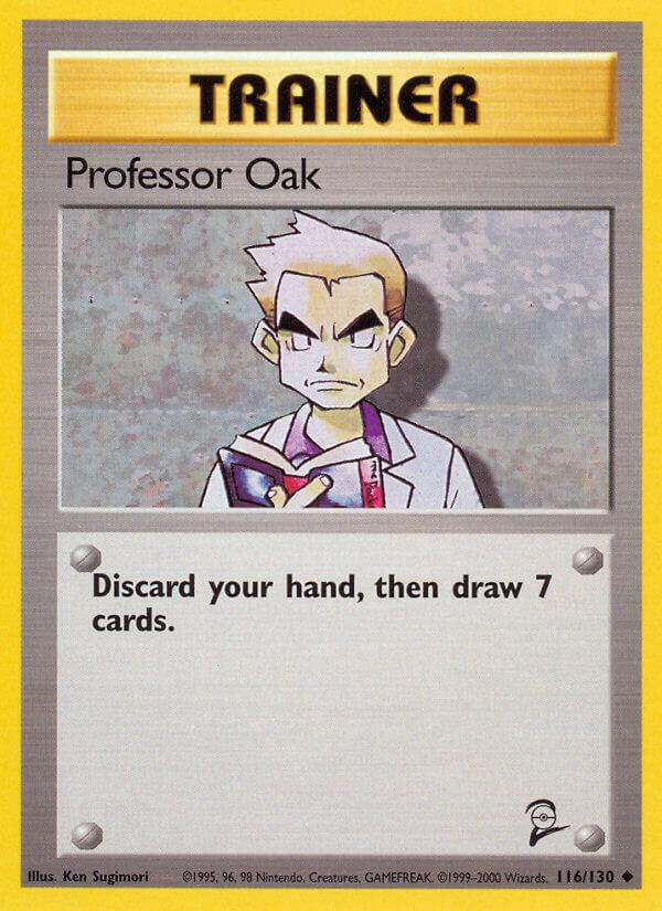 Professor Oak Pokémon card from Base Set 2, card number 116/130