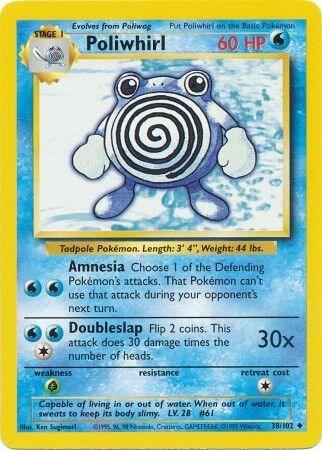Poliwhirl Pokémon card from Base Set, card number 038/102
