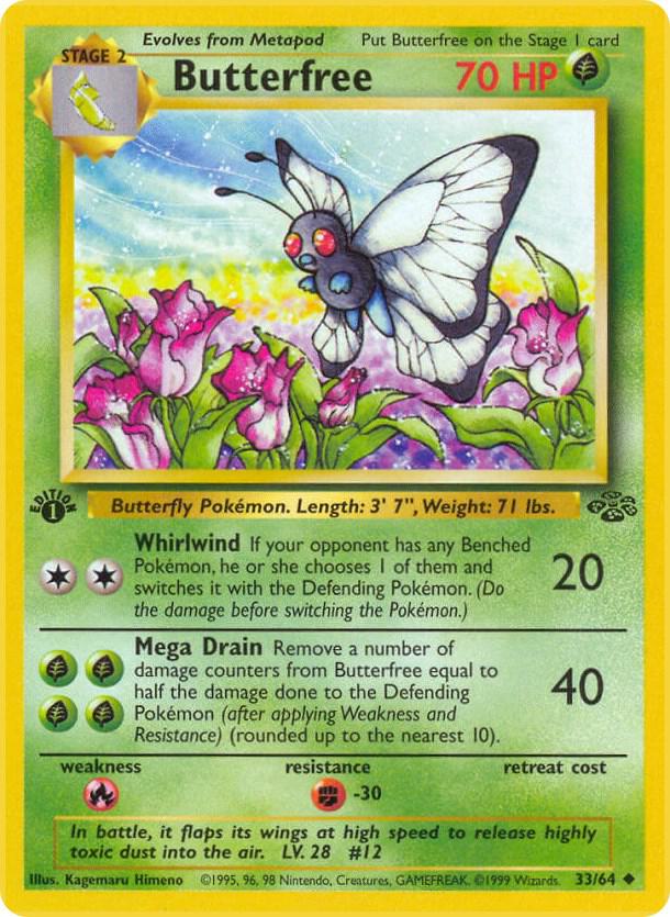 Butterfree Pokémon card from Jungle, card number 33/64