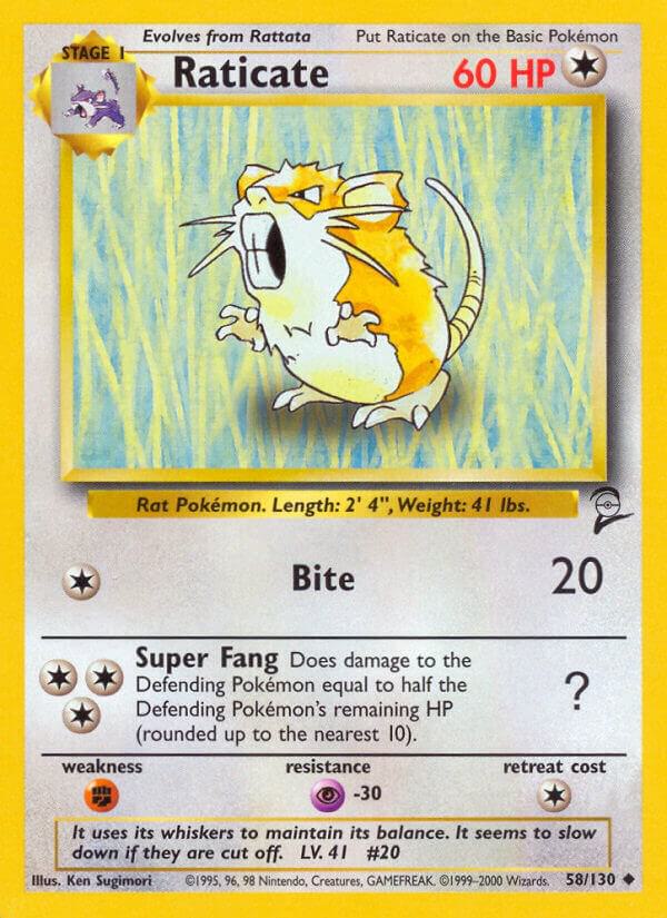 Raticate Pokémon card from Base Set 2, card number 058/130