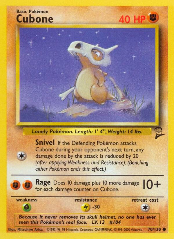 Cubone Pokémon card from Base Set 2, card number 070/130
