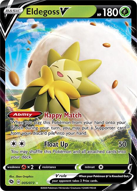 Eldegoss V Pokémon card from Champion's Path, card number 05/73