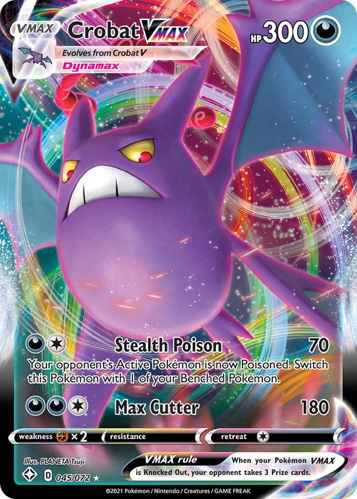Crobat VMAX Pokémon card from Shining Fates, card number 045/072