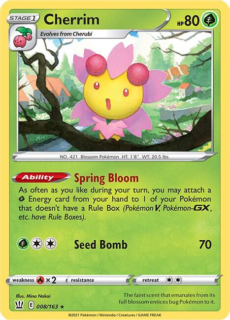 Cherrim Pokémon card from SWSH05: Battle Styles, card number 008/163