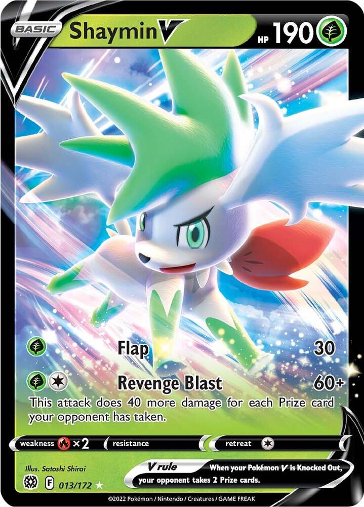 Shaymin V Pokémon card from SWSH09: Brilliant Stars, card number 013/172
