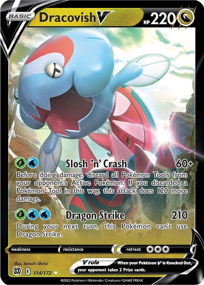 Dracovish V Pokémon card from SWSH09: Brilliant Stars, card number 114/172