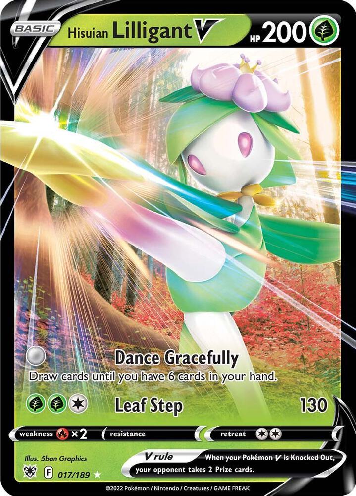 Hisuian Lilligant V Pokémon card from SWSH10: Astral Radiance, card number 017/189