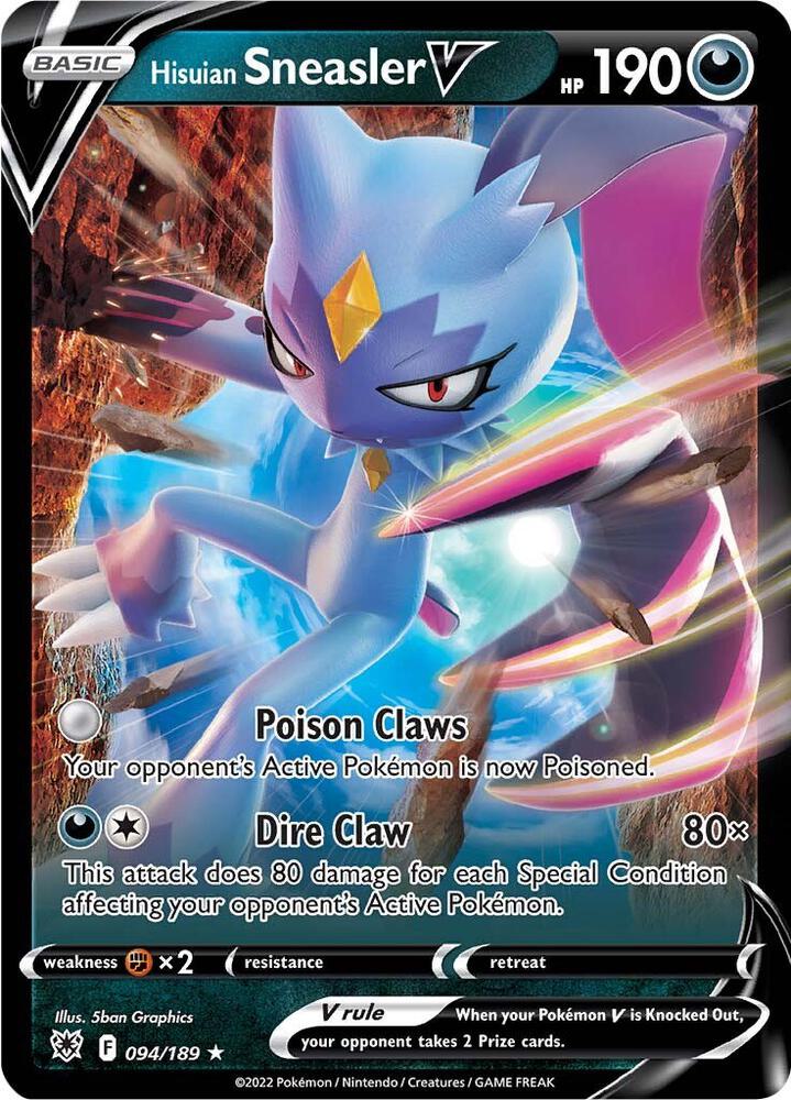 Hisuian Sneasler V Pokémon card from SWSH10: Astral Radiance, card number 094/189