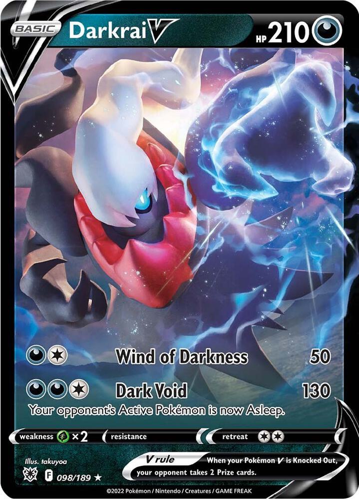 Darkrai V Pokémon card from SWSH10: Astral Radiance, card number 098/189
