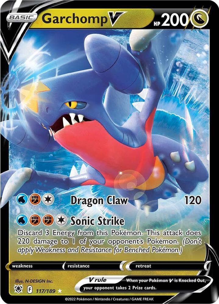 Garchomp V Pokémon card from SWSH10: Astral Radiance, card number 117/189